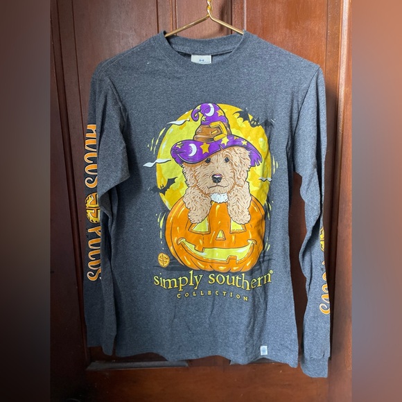Simply Southern women's small long sleeve gray Halloween top - Picture 2 of 6